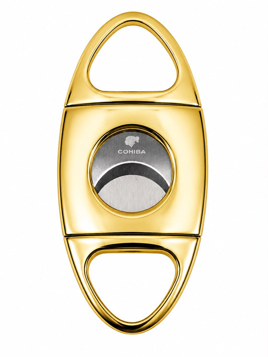 Luxury gold dual-blade ring cigar cutter
