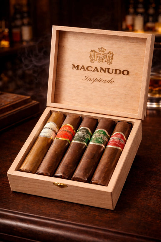 Macanudo Inspirado premium cigar gift set of 5 in wooden box