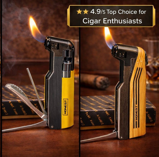 HONEST cigar torch lighter with built-in cutter