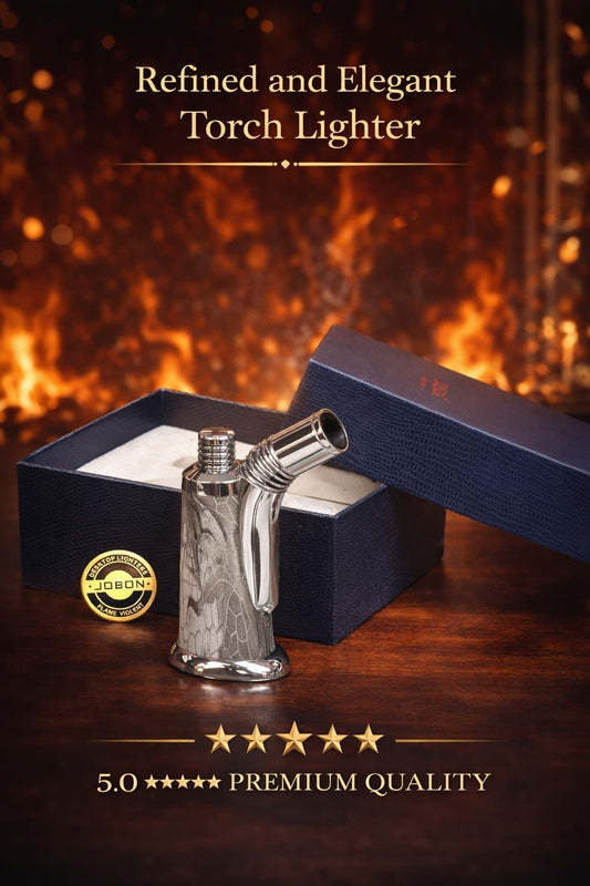 JOBON elegant desktop torch lighter in chrome with gift box