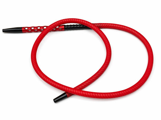Premium red and blue braided shisha hose with vented aluminium handle