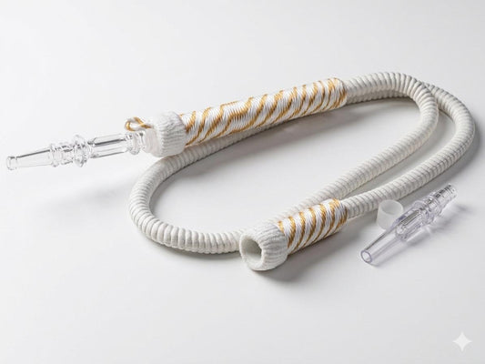 Premium fabric-wrapped shisha hose with glass mouthpiece