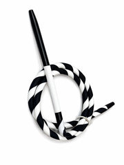 Premium black and white spiral silicone shisha hose with aluminium handle