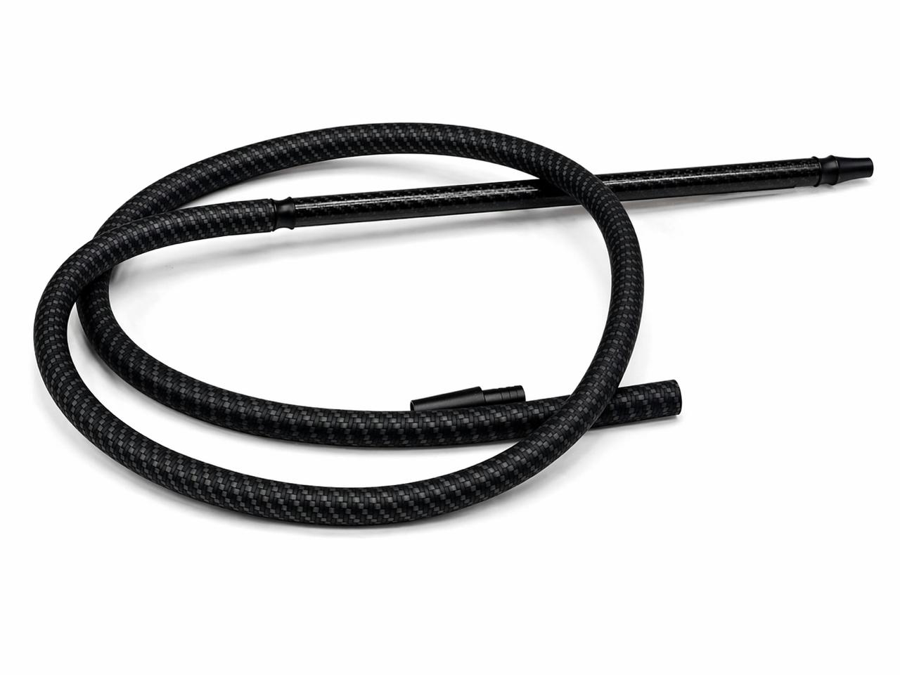 Premium black carbon fibre braided shisha hose with black handle