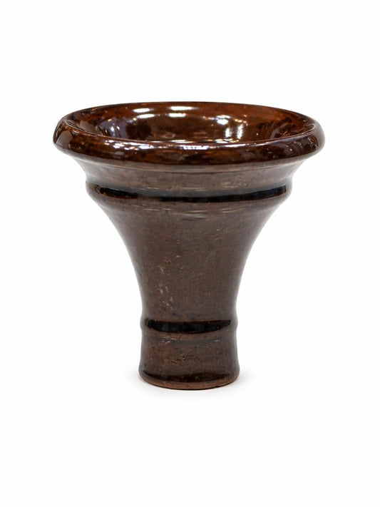 Glazed ceramic funnel hookah bowl dark brown amber
