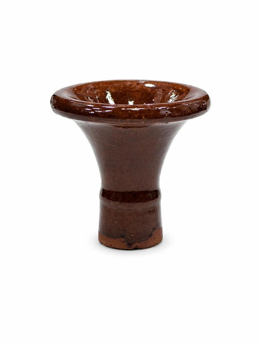 Handmade glazed ceramic funnel hookah bowl rustic brown