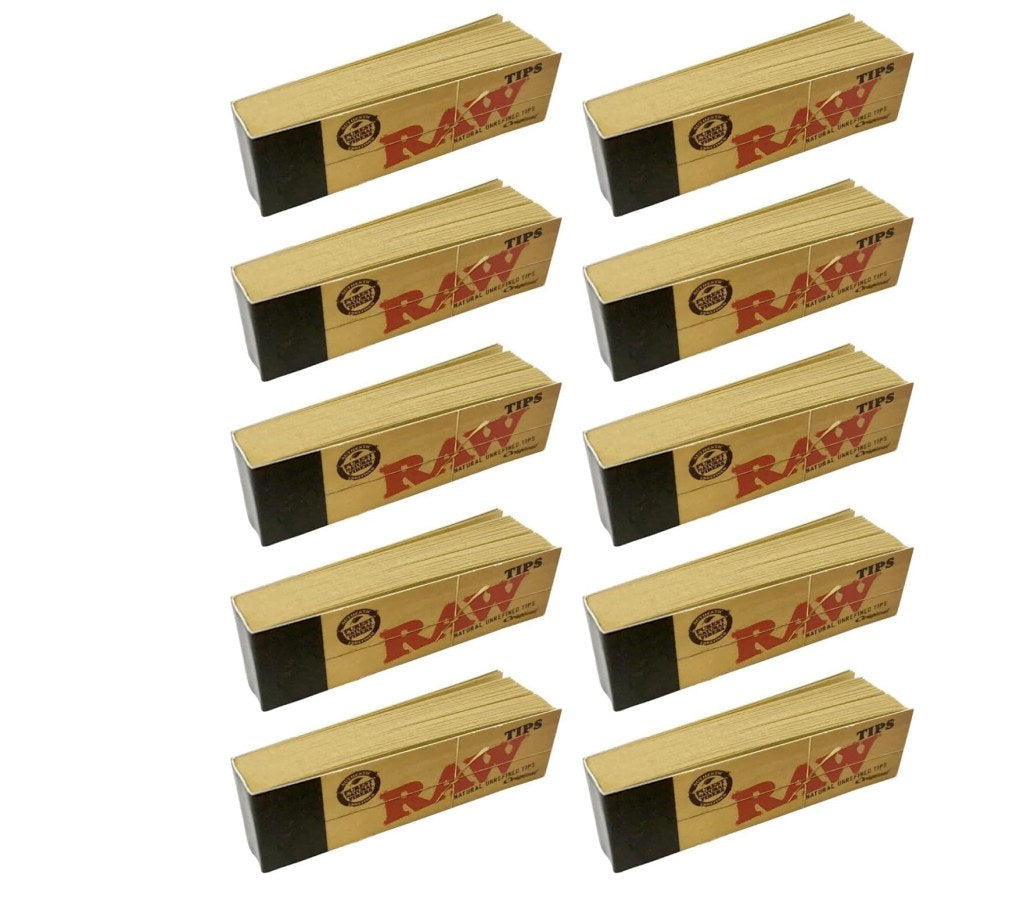 RAW Natural Unrefined Rolling Paper Tips - 10-Pack