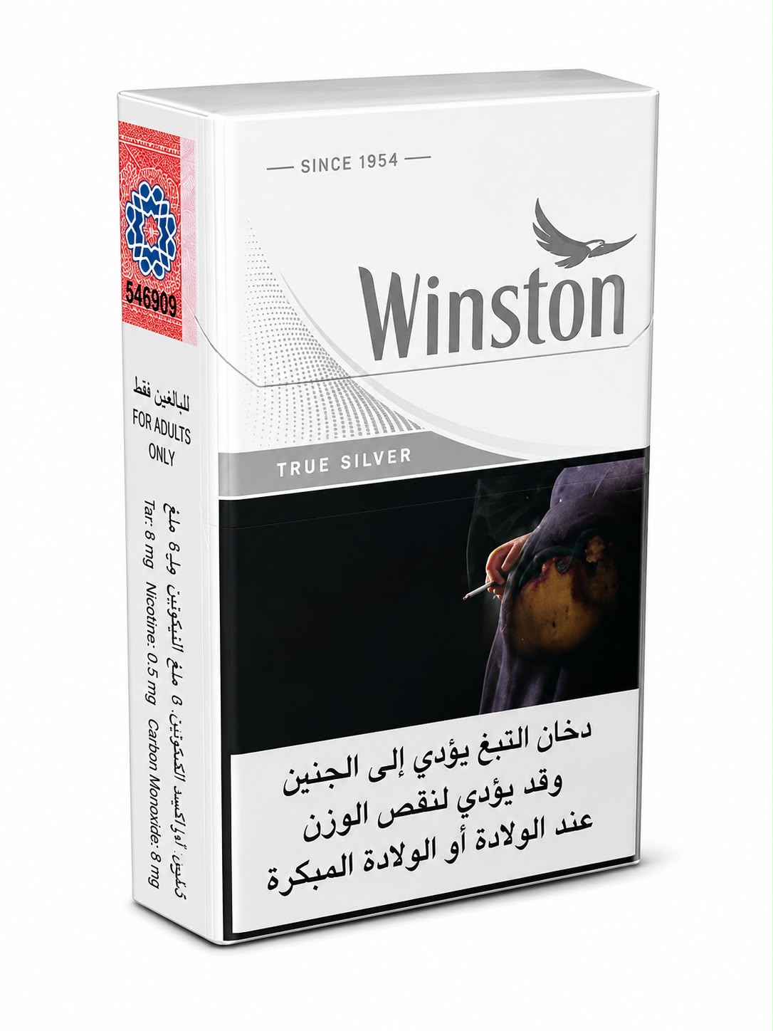 Pack of Winston True Silver filter cigarettes 20 sticks - Vape Dokha UAE
